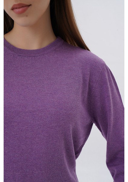 Kadın %100 Organik Pamuk Bisiklet Yaka Triko Kazak TRIST-6101