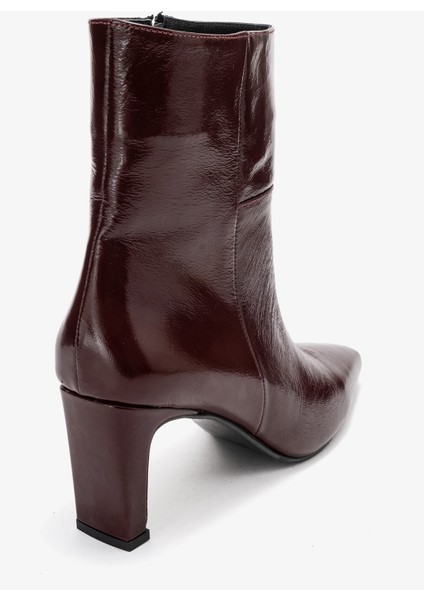 Elıas Bordo Kırışık Rugan Hakiki Deri Kadın Blok Topuklu Bot indirimleri