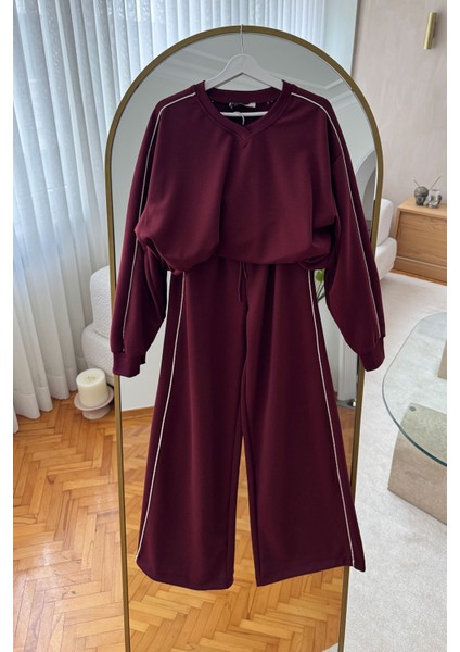 V Yaka Biye Detay Modal Takım- Bordo indirimleri