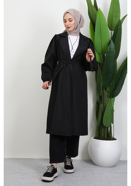 Selin Balon Kol Trenç Siyah fırsatları