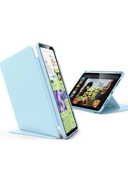 Apple iPad Air 11 M3 (2025) Flip Hybrid Magnetic Kalem Bölmeli Manyetik Kılıf A3266 A3267 modelleri