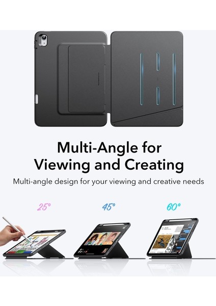 Apple iPad Air 11 M3 (2025) Flip Hybrid Magnetic Kalem Bölmeli Manyetik Kılıf A3266 A3267