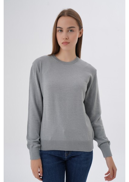 Kadın %100 Organik Pamuk Bisiklet Yaka Triko Kazak TRIST-6101