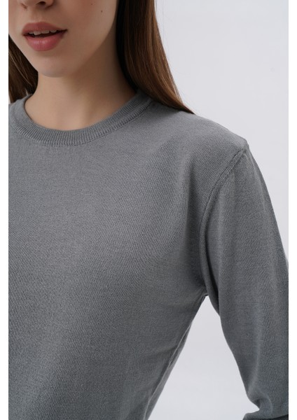 Kadın %100 Organik Pamuk Bisiklet Yaka Triko Kazak TRIST-6101