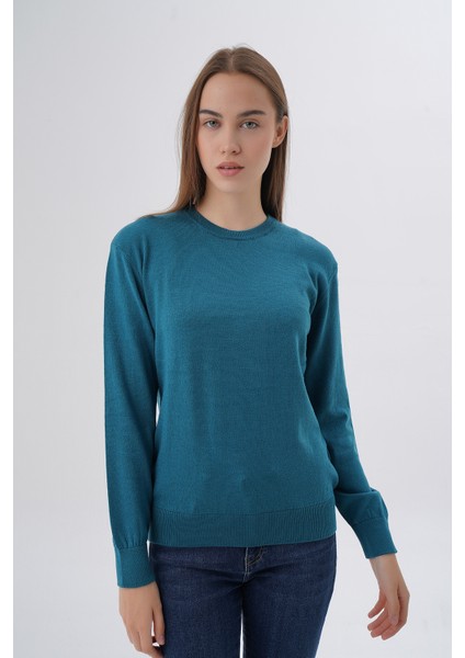 Kadın %100 Organik Pamuk Bisiklet Yaka Triko Kazak TRIST-6101