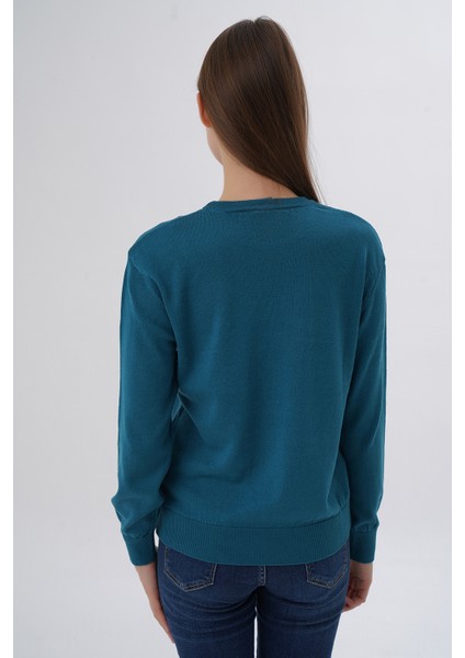 Kadın %100 Organik Pamuk Bisiklet Yaka Triko Kazak TRIST-6101 modelleri