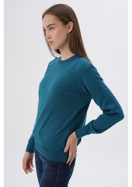 Kadın %100 Organik Pamuk Bisiklet Yaka Triko Kazak TRIST-6101 fırsatları