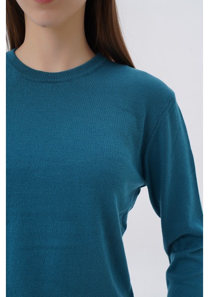 Kadın %100 Organik Pamuk Bisiklet Yaka Triko Kazak TRIST-6101