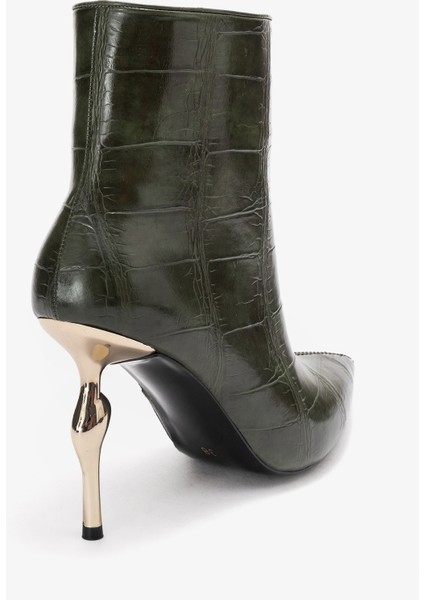 Crısta Yeşil Baskı Sivri Burunlu Kadın Topuklu Bot indirimleri