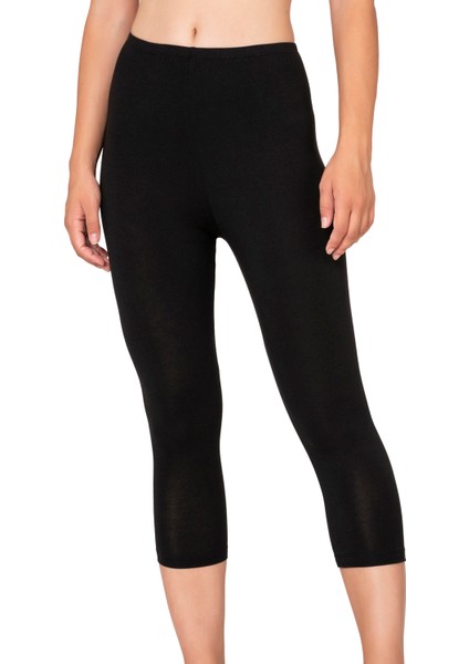 Özkan 27778 Kadın Premium Kumaş Modal Pamuklu Diz Altı Düz Kapri Tayt Esnek Rahat Yumuşak modelleri