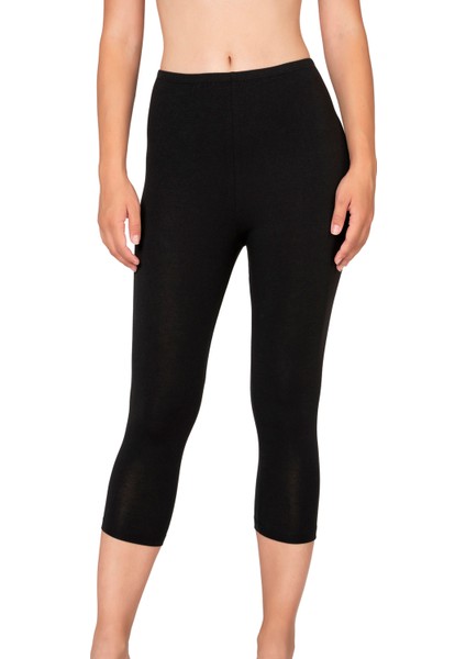 Özkan 27778 Kadın Premium Kumaş Modal Pamuklu Diz Altı Düz Kapri Tayt Esnek Rahat Yumuşak indirimleri