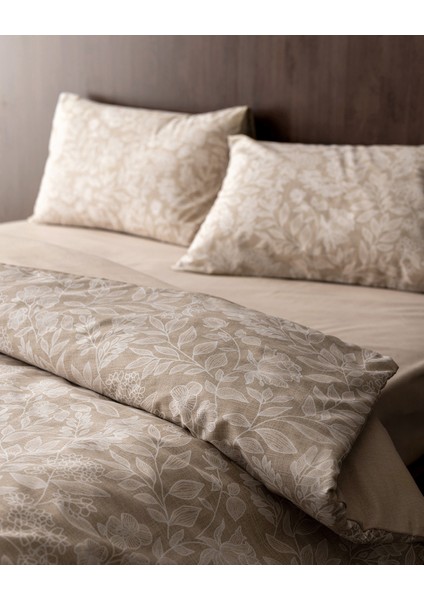 Delisle King Size Pamuklu Baskılı Nevresim Takımı - Bej modelleri