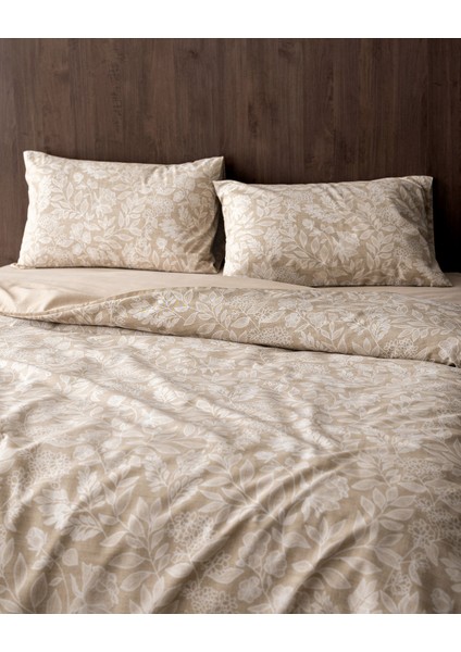 Delisle King Size Pamuklu Baskılı Nevresim Takımı - Bej fırsatları