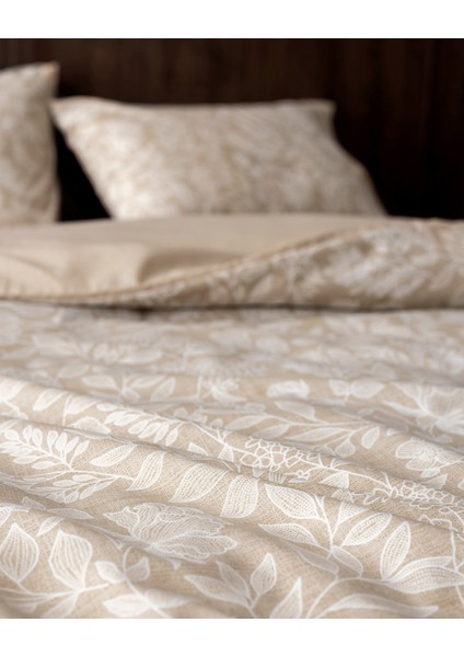 Delisle King Size Pamuklu Baskılı Nevresim Takımı - Bej indirimleri