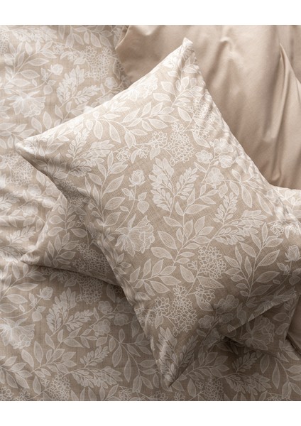 Delisle King Size Pamuklu Baskılı Nevresim Takımı - Bej