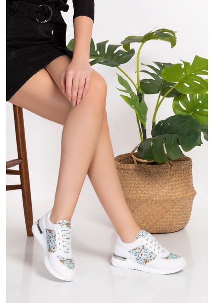 Yeşil Ayıcık Hemşire Sağlıkçı Medikal Desenli Bağcıklı Ortopedik Spor Ayakkabı