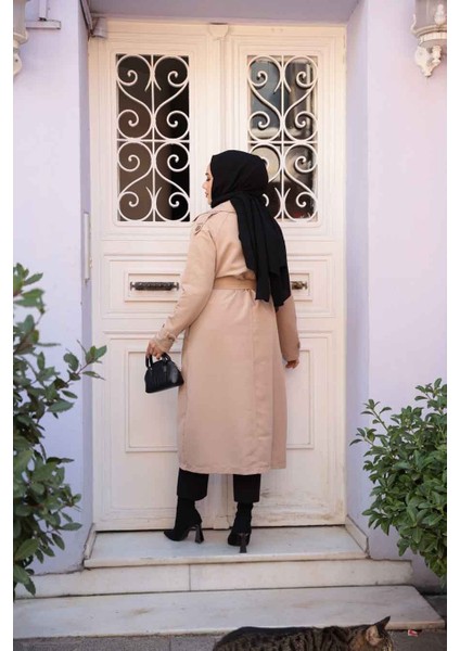 Kemerli Bej Tesettür Trençkot 62481BEJ modelleri
