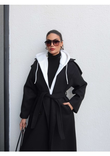 Düğme Kapüşon Kuşaklı Kaban fırsatları