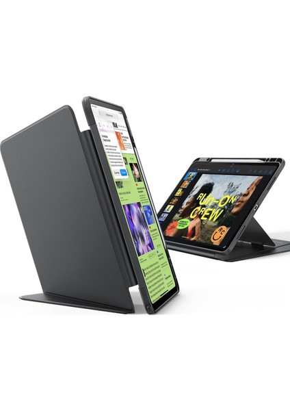 Apple iPad Air 11 M2 (2024) Flip Hybrid Magnetic Kalem Bölmeli Manyetik Kılıf A2902 A2903 modelleri