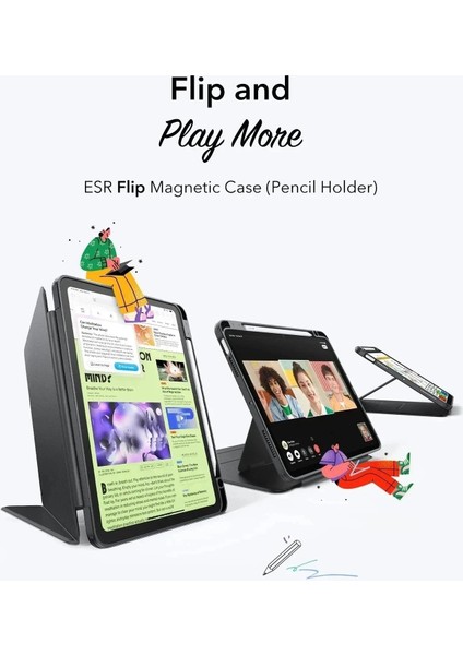 Apple iPad Air 11 M2 (2024) Flip Hybrid Magnetic Kalem Bölmeli Manyetik Kılıf A2902 A2903 fırsatları