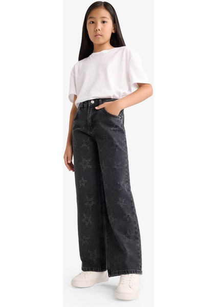 Kız Çocuk Wide Leg Geniş Paça Jean Pantolon