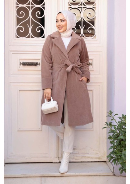 Kemerli Vizon Tesettür Süet Kap 62451V