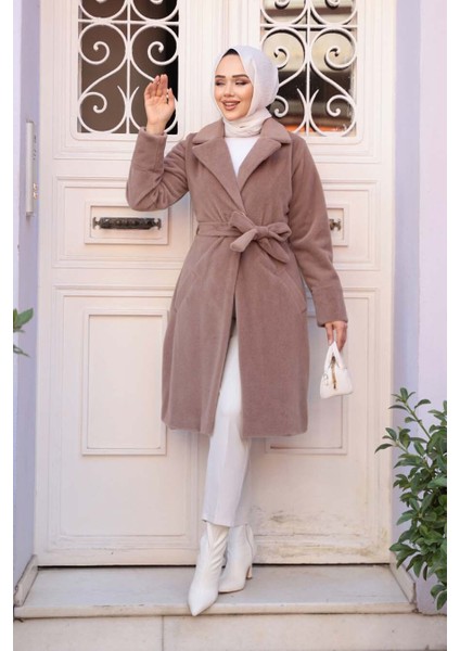 Kemerli Vizon Tesettür Süet Kap 62451V fiyatları