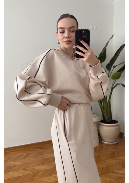 V Yaka Biye Setay Modal Takım- Bej fiyatları