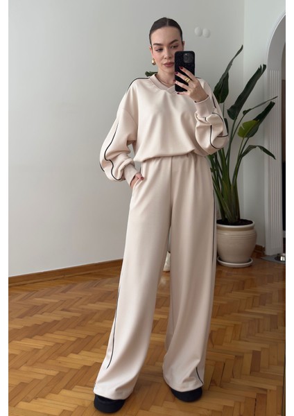 V Yaka Biye Setay Modal Takım- Bej fırsatları