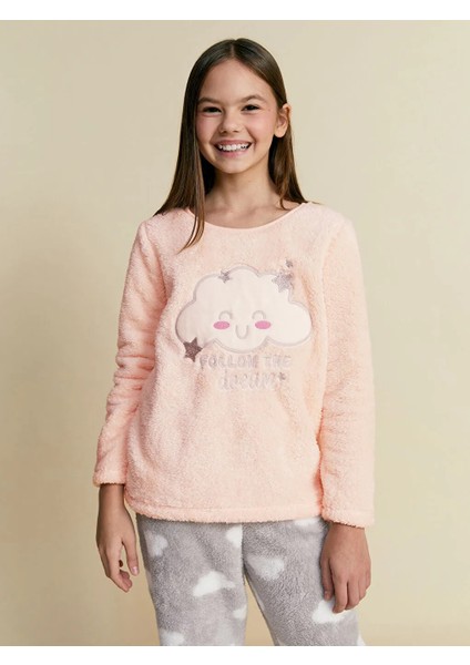 Lcw Kids Pembe Bisiklet Yaka Pelüş Kız Çocuk Pijama Takımı modelleri