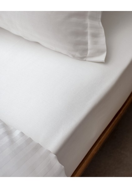Elicia King Size %100 Pamuk Çizgili Saten Nevresim Takımı - Ekru modelleri