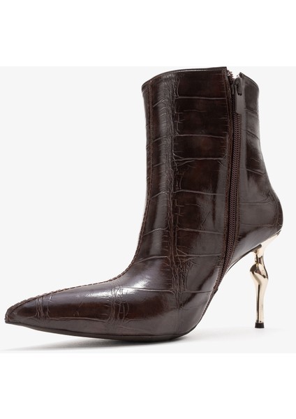 Crısta Kahverengi Baskı Sivri Burunlu Kadın Topuklu Bot fırsatları
