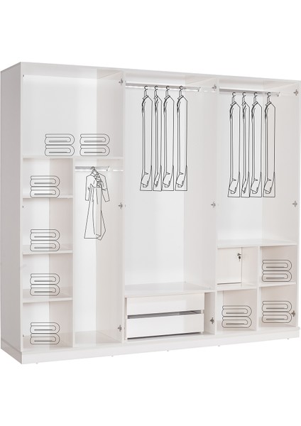 6 Kapaklı Aynalı Gardırop fiyatları