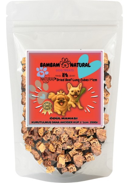 Köpek Çiğneme ve Ödül Mamaları 2'li Paket 500GR Inek Meme Parçaları + Akciğer Küpleri 1cm modelleri