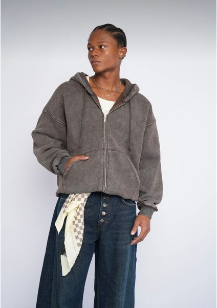 Düz Yıkamalı Kapşonlu Hırka fiyatları