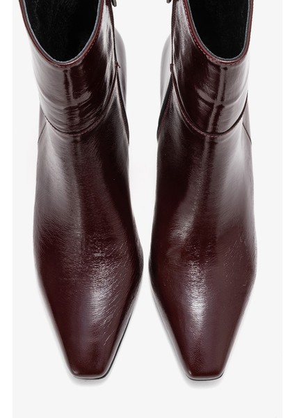 Elıas Bordo Kırışık Rugan Hakiki Deri Kadın Blok Topuklu Bot fiyatları