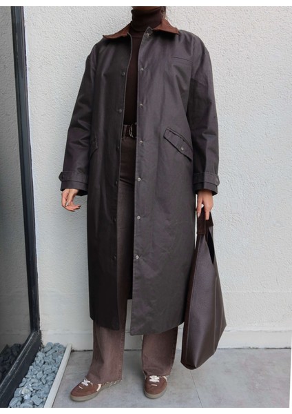 Kadife Yaka Çıtçıtlı Trench modelleri