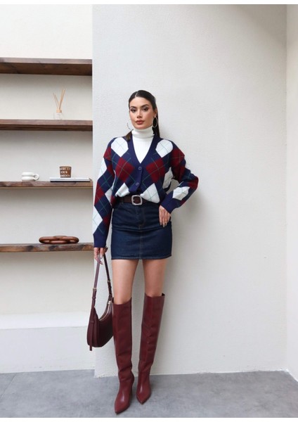 V Yaka Baklava Desenli Salaş Hırka fiyatları