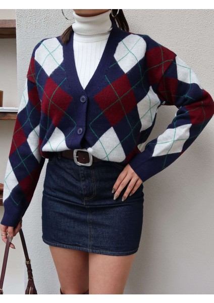 V Yaka Baklava Desenli Salaş Hırka modelleri