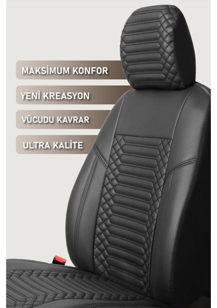Kia Carnival Deri Oto Koltuk Kılıfı Ön Arka Set Exclusıve Serisi Siyah Scr