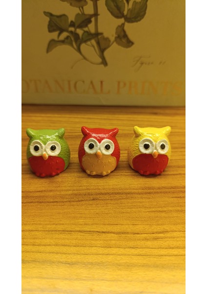 Üç Bilge Baykuş Seti-Renkli Dostlar Baykuş Seti-3’lü Dekoratif Mini Set- Sarı -Kırmızı -Yeşil 4*4 fırsatları