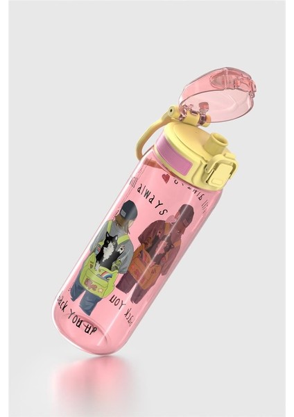 Rybo-X Desenli 630 ml Tritan Çocuk Matara 912163 Pembe fiyatları