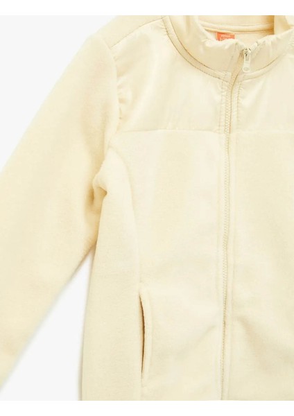 Uzun Kollu Cepli Dik Yaka Fermuarlı Bej Erkek Bebek Sweatshirt 6WMB10205TK fiyatları