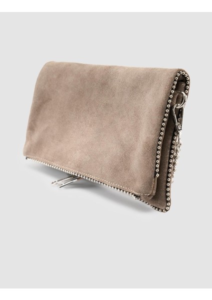 Zımba Detaylı Vizon Süet Kadın Omuz Çantası fiyatları