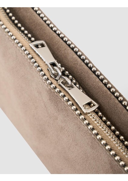 Zımba Detaylı Vizon Süet Kadın Omuz Çantası fırsatları