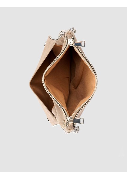 Zımba Detaylı Vizon Süet Kadın Omuz Çantası indirimleri