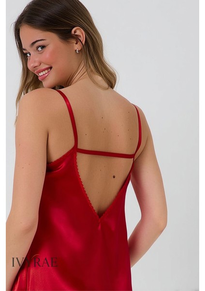 Kadın Dantelli Ayarlanabilir Askılı Mini Gecelik Iç Giyim Cilde Dost Ipeksi Dokulu Zarif Tasarım fırsatları