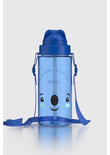 Taffy Desenli 500 ml Askılı Pipetli Tritan Çocuk Matara 912080 Mavi