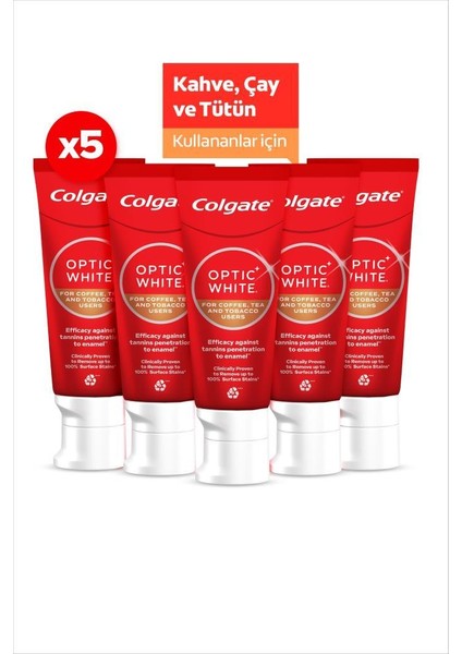 Optıc Whıte Kahve, Çay ve Tütün Kullananlar Için Diş Macunu 50ML X5 Adet