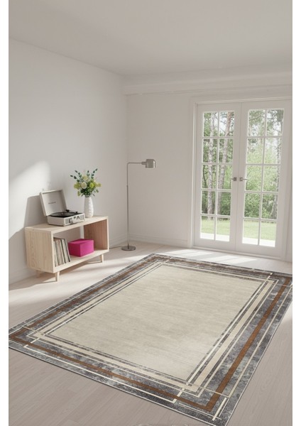 Modern Mimarlığın Zemindeki Yansıması Mermer Dokulu Çerçeveli Kaymaz Taban Halı